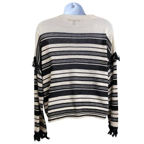 Weekend Max‎ Mara Black White Striped Crew Neck Sweater Est. Size L Old Money - Picture 2 of 14